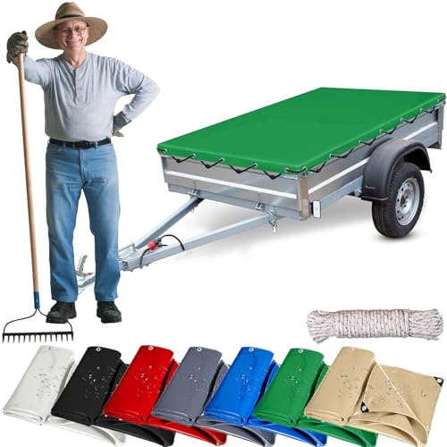 Abdeckplane mit Ösen 650 x 750 cm Langlebig, Uv-Beständig, Bootsplane Allzweckplane Gartenplane mit Ösen & Verstärkte Gummiecken für Pool, LKW, Holz Gartenmöbel, Grün von GUOYUYU