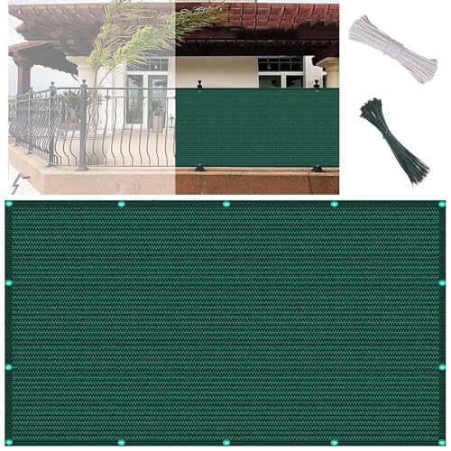 Balkon Sichtschutz 90 x 750 cm HDPE 185 G/M² Uv-Schutz Leicht Transparent Senkrechtmarkise Sichtschutz Zaun mit Ã–Sen, Kordel Und Kabelbinder für Terrasse Garten Zaun, Grün von GUOYUYU