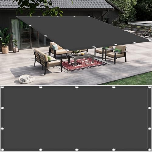 Balkonbespannung 150 x 700 cm Quadratisch, Wasserdicht, 185 G/M² Polyester, Sonnensegel Balkon Ohne Bohren Sonnensegel Pergola inkl Befestigungsseile für Patio, Schwimmbad, Dunkelgrau von GUOYUYU