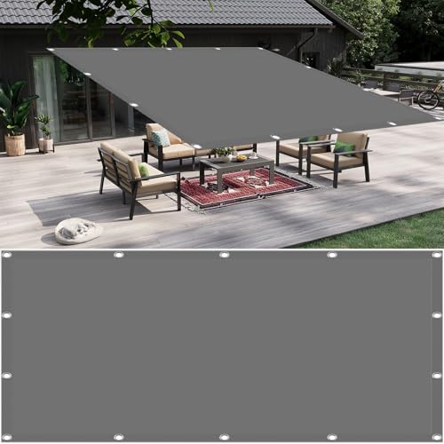 Balkonbespannung 325 x 325 cm Quadratisch, Wasserdicht, 185 G/M² Polyester, Sonnensegel Balkon Ohne Bohren Sonnensegel Pergola inkl Befestigungsseile für Patio, Schwimmbad, Hellgrau von GUOYUYU