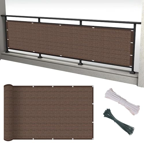 Blickdichte Balkonumspannung 65 x 180 cm, Hdpe/Leicht Transparent/Windschutz/Staubschutz, Sichtschutz Balkon Ohne Bohren, mit Kabelbinder Und Kordel für Balkon Terrasse, Braun Blickdichte Balkonumspannung 65 x 180 cm, Hdpe/Leicht Transparent/Windschutz/Staubschutz, Sichtschutz Balkon Ohne Bohren, mit Kabelbinder Und Kordel für Balkon Terrasse, Braun von GUOYUYU