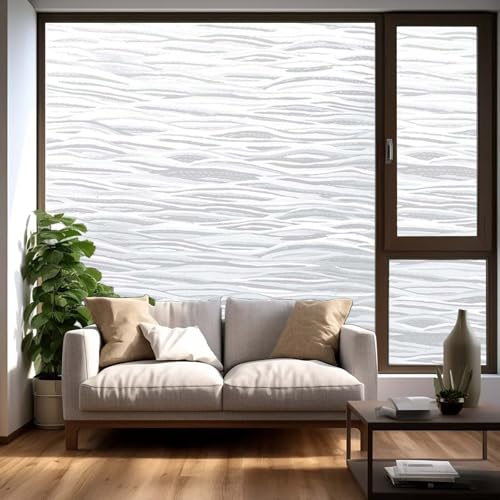 Fensterfolie Selbsthaftend 120 x 210 cm Blickdicht, Statisch Haftend Zuschneidbare, Selbstklebend Sichtschutzfolie Glasfolie Dekofolie für Wohnzimmer, Schlafzimmer, Küche, Linie von GUOYUYU