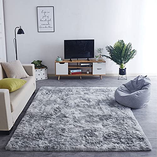 GUOYUYU Langflor Teppiche Wohnzimmer 80x160cm Super Soft Langflor Modern Teppiche Hochflor Shaggy fürs Wohnzimmer, Schlafzimmer, Hellgrau von GUOYUYU