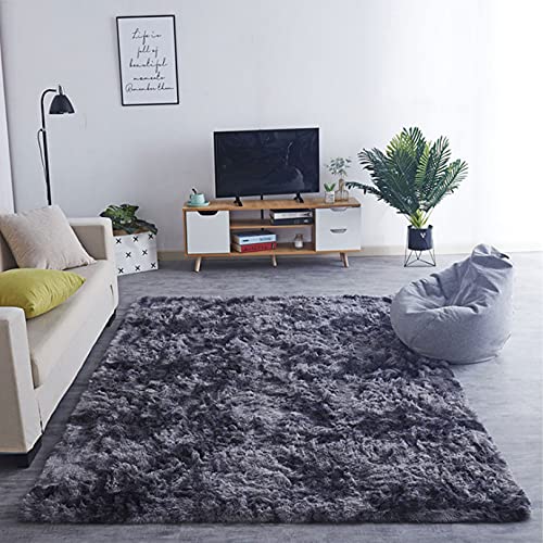 GUOYUYU Shaggy Teppich 180x220cm Flauschig Weiche Zottige Teppiche Langflor Flauschige fürs Wohnzimmer, Flur, Schlafzimmer, Dunkelgrau von GUOYUYU