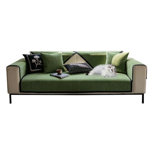 GUOYUYU Sofa Überwurf 120 x 260 cm Staubdicht Schmutzabweisend, Sofabezug Ecksofa Wasserdicht L-Form 1/2/3/4Sitzer, Mehrere Größe, für Alle Sofas, Grün von GUOYUYU
