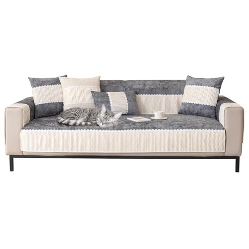 Sofaschoner 110 x 300 cm Staubdicht Schmutzabweisend, Neue wasserdichte Sofa Überzug, Eck Sofa Cover rutschfest, Mehrere Größe, für Alle Sofas, Grau von GUOYUYU