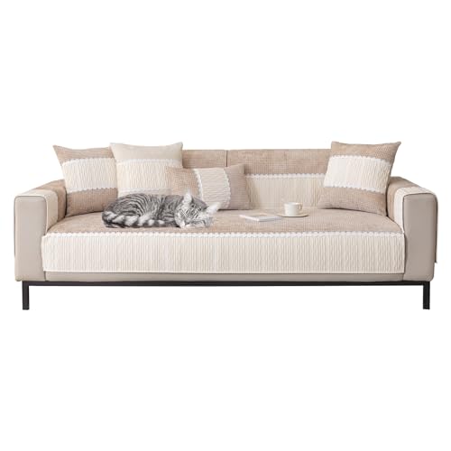 GUOYUYU Sofaschoner 80 x 200 cm Staubdicht Schmutzabweisend, 1 2 3 4-Seater L Shape Sofaschoner, Sofabezug rutschfest, Mehrere Größe, für Alle Sofas, Khaki von GUOYUYU