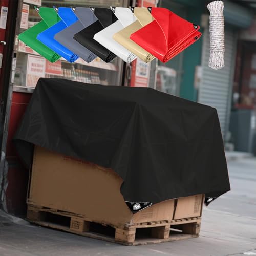 Gewebeplane 110 x 515 cm Wetterfeste Strapazierfähige, Bodenplane Holz Abdeck Plane Tarp mit Verstärkte Gummiecken & Ösen für Dächern/Terrassen/Schwimmbädern, Schwarz Gewebeplane 110 x 515 cm Wetterfeste Strapazierfähige, Bodenplane Holz Abdeck Plane Tarp mit Verstärkte Gummiecken & Ösen für Dächern/Terrassen/Schwimmbädern, Schwarz von GUOYUYU
