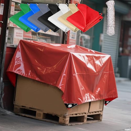 Gewebeplane 120 x 490 cm Wetterfeste Strapazierfähige, wasserdichte Gewebeplane Schutzplane mit Verstärkte Gummiecken & Ösen für Camping & Outdoor Garten, Rot Gewebeplane 120 x 490 cm Wetterfeste Strapazierfähige, wasserdichte Gewebeplane Schutzplane mit Verstärkte Gummiecken & Ösen für Camping & Outdoor Garten, Rot von GUOYUYU