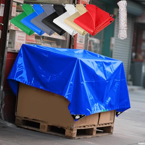 Gewebeplane 275 x 415 cm Wetterfeste Strapazierfähige, Bodenplane Holz Abdeck Plane Tarp mit Verstärkte Gummiecken & Ösen für Dächern/Terrassen/Schwimmbädern, Blau Gewebeplane 275 x 415 cm Wetterfeste Strapazierfähige, Bodenplane Holz Abdeck Plane Tarp mit Verstärkte Gummiecken & Ösen für Dächern/Terrassen/Schwimmbädern, Blau von GUOYUYU
