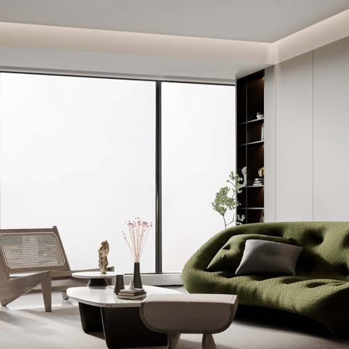 Milchglasfolie Selbstklebend 100 x 240 cm Blickdicht, Statisch Haftend Zuschneidbare, Selbstklebend Verdunklungsfolie für Wohnzimmer, Schlafzimmer, Küche, weiß matt von GUOYUYU
