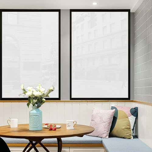 Milchglasfolie Selbstklebend 50 x 190 cm Statisch Haftend, Anti Uv, Sonnenschutz, Statisch Haftend Fensterfolie Blickdicht Klebefolie für Wohnzimmer, Schlafzimmer, Küche, Rein matt von GUOYUYU