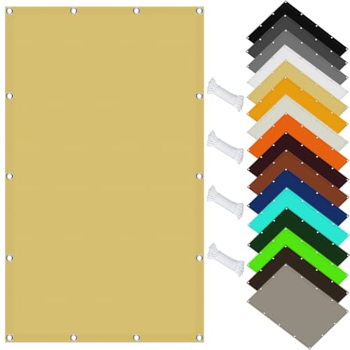 Segeltuch Wasserdicht 400 x 540 cm Quadratisch, Wasserdicht, 185 G/M² Polyester, Sonnensegel Rechteckig mit Ösen inkl Befestigungsseile für Patio, Schwimmbad, Creme Farben Segeltuch Wasserdicht 400 x 540 cm Quadratisch, Wasserdicht, 185 G/M² Polyester, Sonnensegel Rechteckig mit Ösen inkl Befestigungsseile für Patio, Schwimmbad, Creme Farben von GUOYUYU