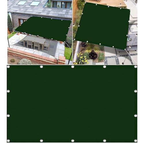 Sonnensegel Wasserdicht 1 x 3.4 m 98% Uv-Block Sonnenschutz Windschutz Balkon Windschutz mit Ösen Und Befestigungsseile für Terrasse, Garten, Balkon, Camping, Dunkelgrün von GUOYUYU