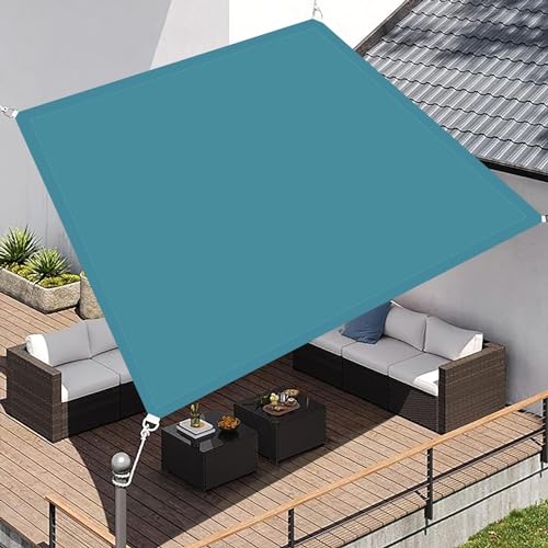 Sonnensegel Wasserdicht 2 x 6 m Sonnenschutz Windschutz 98% Uv-Schut Quadrat Sonnensegel mit D Ring Und Kordel für Garten Outdoor Schwimmbad, Himmelblau von GUOYUYU