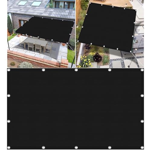 Sonnensegel Wasserdicht 3 x 3 m 98% Uv-Block Sonnenschutz Windschutz Sichtschutz Segeltuch mit Ösen Und Befestigungsseile für Garten Outdoor Patio Schwimmbad, Schwarz von GUOYUYU