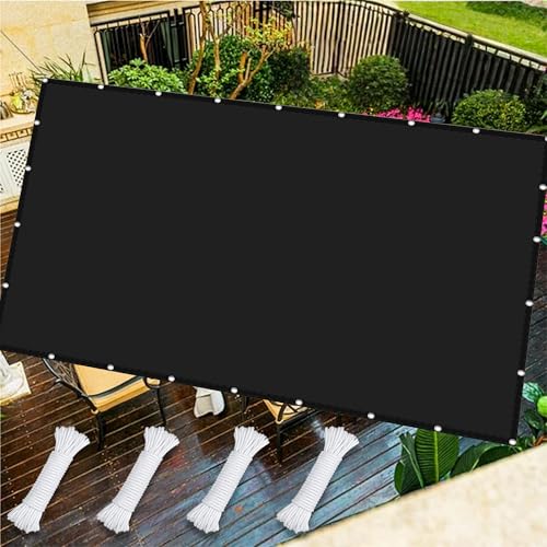 Sonnenschutz Balkon 3.2 x 3.8 m Sichtschutz UV Schutz Imprägniert Parasol Sonnenschirm Rechteckig mit Ösen Segeltuch 4 × 1.5 M Seile für Garten Balkon, Schwarz von GUOZHEN