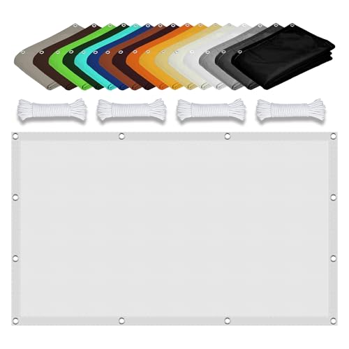 Sonnensegel Wasserfest 120 x 250 cm Rechteckig Wasserdicht 98% UV Schutz Markisenstoff Balkonbespannung Vielen Größen mit Spannseilen für Balkon Camping Terrasse Pergola, Weiß von GUOZHEN