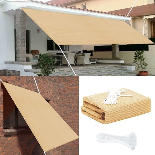 Sonnensegel mit Ösen 537 x 600 cm Rechteckig Atmungsaktiv 98% UV Schutz Sonnenschutz Schattensegel mit Ösen Reißfest Wetterfest UV Schutz Ohne Bohren für Terrasse Camping, Sandgelb Sonnensegel mit Ösen 537 x 600 cm Rechteckig Atmungsaktiv 98% UV Schutz Sonnenschutz Schattensegel mit Ösen Reißfest Wetterfest UV Schutz Ohne Bohren für Terrasse Camping, Sandgelb von GUOZHEN