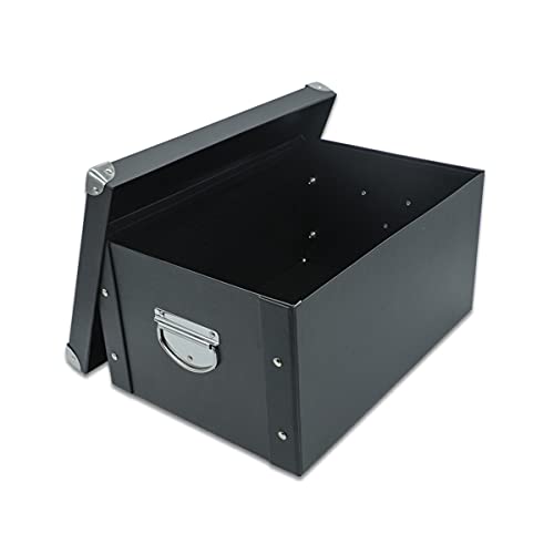 GUOZI Faltbare Aufbewahrungsbox, Dekorative Erinnerungsbox mit Deckel & metallverstärkten Ecken, Karton Aktenbox mit Griff (Schwarz, 35 * 25 * 17.5cm) von GUOZI