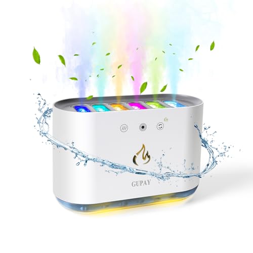 GUPAY Luftbefeuchter für Schlafzimmer, Dynamischer Pick-up Mini Luftbefeuchter mit 6 Düsen 7 Farben LED-Lichtern, bis zu 32H, Ultra Leise Humidifier für Haus, Büro, Baby, Auto Abschaltung von GUPAY
