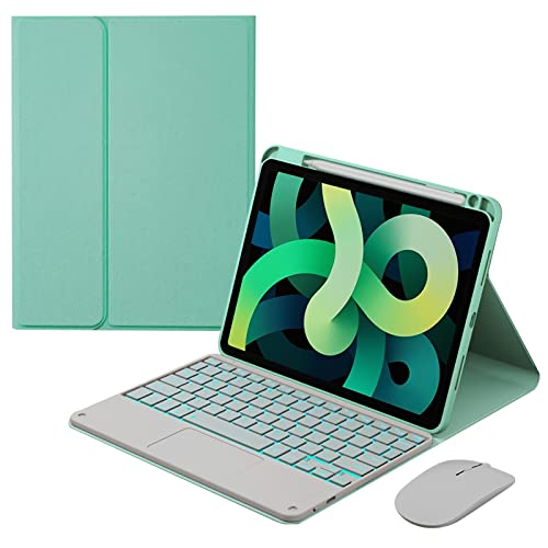 GUPENAA Tastaturhülle für iPad 10,2 Zoll 9./8./7. Generation, Air 3/Pro 10,5 Zoll [7 Farben Hintergrundbeleuchtung] [integrierter Stifthalter] Magnetische abnehmbare kabellose Bluetooth-Tastatur mit Touchpad, Grün 1 von GUPENAA