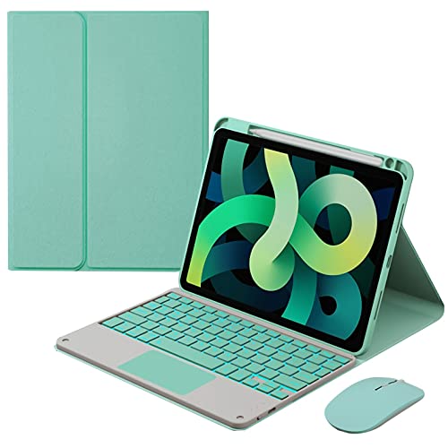 GUPENAA Tastaturhülle für iPad 10. Generation 27,7 cm 2022, [7 Farben Hintergrundbeleuchtung] [Integrierter Stifthalter] Magnetische, abnehmbare kabellose Bluetooth-Tastatur mit TouchPad, Grün von GUPENAA