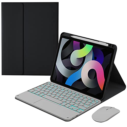 GUPENAA Tastaturhülle für iPad 10. Generation 27,7 cm 2022, [7 Farben Hintergrundbeleuchtung] [Integrierter Stifthalter] Magnetische, abnehmbare kabellose Bluetooth-Tastatur mit TouchPad, Schwarz 1 von GUPENAA