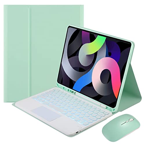 GUPENAA Tastaturhülle für iPad 10. Generation 27,7 cm 2022 [7 Farben Hintergrundbeleuchtung] [Integrierter Stifthalter] Magnetische, abnehmbare kabellose Bluetooth-Tastatur mit TouchPad, Grün von GUPENAA