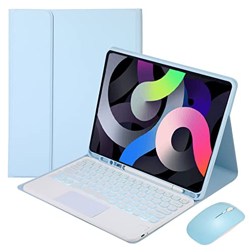 GUPENAA Tastaturhülle für iPad 6. / 5. Generation 2018 2017, Air 2/Air 1, Pro 9,7 Zoll [7 Farben Hintergrundbeleuchtung] [integrierter Stifthalter] Magnetische abnehmbare kabellose Bluetooth-Tastatur mit Touchpad, Blau von GUPENAA