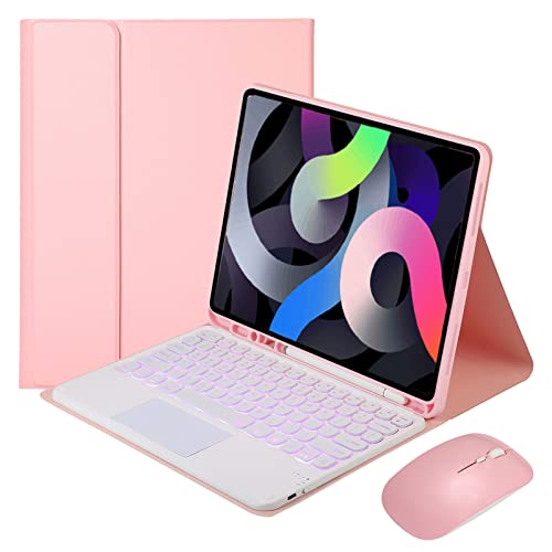 GUPENAA Tastaturhülle für iPad Pro 11 Zoll 4., 3., 2., 1. Generation, Air 5., 4. Generation 2022/2020 [7 Farben Hintergrundbeleuchtung] [Integrierter Stifthalter] magnetische, abnehmbare kabellose Bluetooth-Tastatur mit Touchpad Rosa von GUPENAA