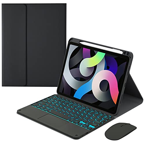 GUPENAA Tastaturhülle für iPad Pro 12,9 Zoll 6., 5., 4., 3. Generation 2022 [7 Farben Hintergrundbeleuchtung] [Integrierter Stifthalter] Magnetische, abnehmbare kabellose Bluetooth-Tastatur mit TouchPad, Himmelblau von GUPENAA