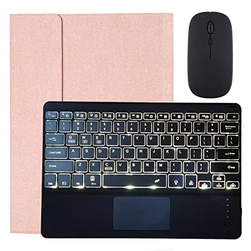 Tastaturhülle für iPad Pro 12,9 Zoll 2017/2015 (2. und 1. Generation), [7 Farben Hintergrundbeleuchtung] [Multi-Touch-Trackpad] [integrierter Stifthalter] magnetische, abnehmbare kabellose Bluetooth-Tastatur, Roségold von GUPENAA