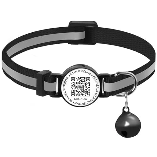 Adjustable QR Code Tag Pet Collar with QR Code ID Nameplate Secure Quick Release Reflective Puppy Cat Collar,Schwarz,7.5-12.6 Inches Adjustable QR Code Tag Pet Collar with QR Code ID Nameplate Secure Quick Release Reflective Puppy Cat Collar,Schwarz,7.5-12.6 Inches von GUQOFAIE
