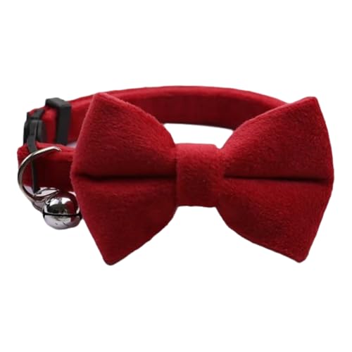 Adjustable Soft Velvet Solid Color Kitten and Puppy Collar with Bowknot Bell,Rot,28 cm Adjustable Soft Velvet Solid Color Kitten and Puppy Collar with Bowknot Bell,Rot,28 cm von GUQOFAIE