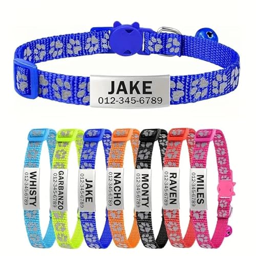 Benutzerdefinierte ID-Name Tag Kätzchen Welpenkragen Mit Glocken Personalisierter Anti-verlorener Verstellbarer Nylon Reflexion PET PET HALLAR,Blau,19-32 cm Benutzerdefinierte ID-Name Tag Kätzchen Welpenkragen Mit Glocken Personalisierter Anti-verlorener Verstellbarer Nylon Reflexion PET PET HALLAR,Blau,19-32 cm von GUQOFAIE