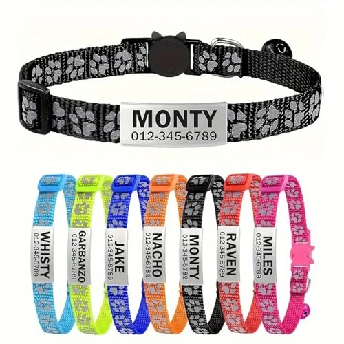 Benutzerdefinierte ID-Name Tag Kätzchen Welpenkragen Mit Glocken Personalisierter Anti-verlorener Verstellbarer Nylon Reflexion PET PET HALLAR,Schwarz,19-32 cm Benutzerdefinierte ID-Name Tag Kätzchen Welpenkragen Mit Glocken Personalisierter Anti-verlorener Verstellbarer Nylon Reflexion PET PET HALLAR,Schwarz,19-32 cm von GUQOFAIE