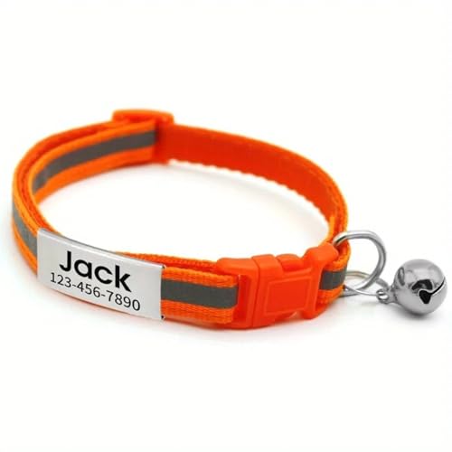 Custom ID Tag Reflective Kitten Puppy Safety Collar with Bell Personalized Adjustable Yorkshire Terrier Chihuahua Collar,Orange,22-35 cm Custom ID Tag Reflective Kitten Puppy Safety Collar with Bell Personalized Adjustable Yorkshire Terrier Chihuahua Collar,Orange,22-35 cm von GUQOFAIE