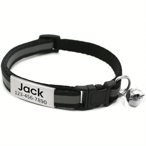 Custom ID Tag Reflective Kitten Puppy Safety Collar with Bell Personalized Adjustable Yorkshire Terrier Chihuahua Collar,Schwarz,22-35 cm Custom ID Tag Reflective Kitten Puppy Safety Collar with Bell Personalized Adjustable Yorkshire Terrier Chihuahua Collar,Schwarz,22-35 cm von GUQOFAIE