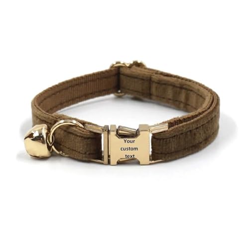 Customisierte Personalisierte Anti-verlorene Niedliche Flanellkätzchen Welpen Halsband Mit Glocke Für Shiba Inu Mops Pudel Chihuahua,Braun,L von GUQOFAIE