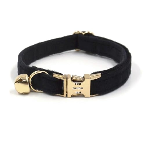 Customisierte Personalisierte Anti-verlorene Niedliche Flanellkätzchen Welpen Halsband Mit Glocke Für Shiba Inu Mops Pudel Chihuahua,Schwarz,S Customisierte Personalisierte Anti-verlorene Niedliche Flanellkätzchen Welpen Halsband Mit Glocke Für Shiba Inu Mops Pudel Chihuahua,Schwarz,S von GUQOFAIE