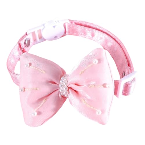 Einstellbare Welpen Kätzchen Collar Mit Herzheizen Bowknot Künstliche Perlen Für Yorkshire Terrier Mops Chihuahuas,B,S 17-33cm von GUQOFAIE