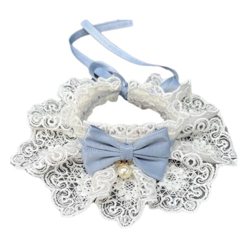 Lace Bow Faux Pearl Kittens Puppies Collar Pet Scarf for Pugs Shiba Inu Chihuahuas Poodles,Blau,Xs Lace Bow Faux Pearl Kittens Puppies Collar Pet Scarf for Pugs Shiba Inu Chihuahuas Poodles,Blau,Xs von GUQOFAIE