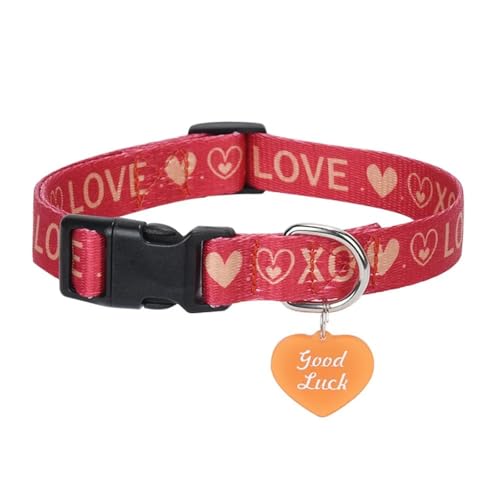 Love Print Nylon Welpenkätzchenkragen Mit Herzanhänger Für Shiba Inu Yorkshire Terrier Mops Pudel,C,M Love Print Nylon Welpenkätzchenkragen Mit Herzanhänger Für Shiba Inu Yorkshire Terrier Mops Pudel,C,M von GUQOFAIE