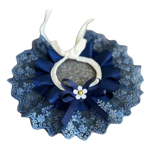 Mode Bowknot Haustierkragen Niedliche Spitzengitter Stickerei Katze Und Hundelätzchen Für Kleine Mittelgroße Hunde,Dunkelblau,XL Mode Bowknot Haustierkragen Niedliche Spitzengitter Stickerei Katze Und Hundelätzchen Für Kleine Mittelgroße Hunde,Dunkelblau,XL von GUQOFAIE
