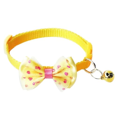 Netter Bowknot Mit Glocken Verstellbarem Nylonkatzenkragen Für Yorkshire Terrier Shiba Inu Mops Chihuahua,Gelb,21-33 cm Netter Bowknot Mit Glocken Verstellbarem Nylonkatzenkragen Für Yorkshire Terrier Shiba Inu Mops Chihuahua,Gelb,21-33 cm von GUQOFAIE