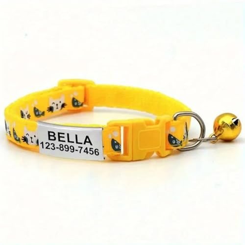Personalisierter ID -Name Tag -Namensschild -Welpen -Kätzchenkragen Mit Bell Für Shiba Inu Yorkshire Terrier Chihuahua Mops,Gelb,19-32 cm Personalisierter ID -Name Tag -Namensschild -Welpen -Kätzchenkragen Mit Bell Für Shiba Inu Yorkshire Terrier Chihuahua Mops,Gelb,19-32 cm von GUQOFAIE