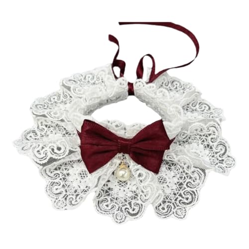 Spitzenbogen Faux Pearl Kätzchen Welpen Halsband Haustierschal Für Mops Shiba Inu Chihuahuas Pudeln,Weinrot,S Spitzenbogen Faux Pearl Kätzchen Welpen Halsband Haustierschal Für Mops Shiba Inu Chihuahuas Pudeln,Weinrot,S von GUQOFAIE