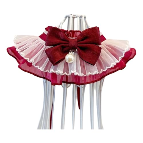 Verstellbarer Katzenhundkragen Schal -Prinzessinstil Süßes Krawatte Für Pommerianische Yorkshire Terrier Shiba Inu Mops,Rot,S 20-25 cm Verstellbarer Katzenhundkragen Schal -Prinzessinstil Süßes Krawatte Für Pommerianische Yorkshire Terrier Shiba Inu Mops,Rot,S 20-25 cm von GUQOFAIE