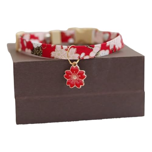 Verstellbarer Nylon Japanische Kirschblüten -Print Welpen Kätzchenkragen Für Yorkshire Terrier Mops Chihuahua,F,S15-25 cm von GUQOFAIE